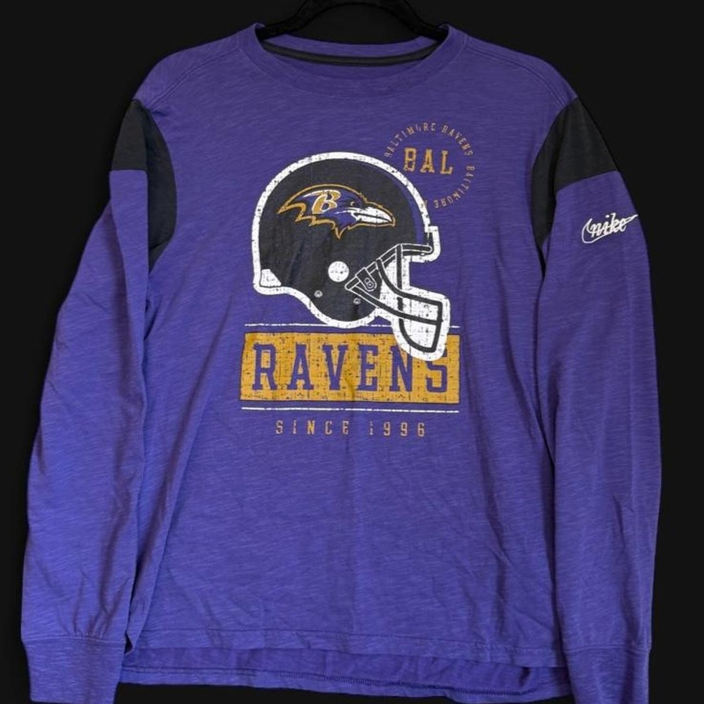NIKE NFL Baltimore Ravens Medium Long Sleeve Shirt Purple Slub Knit